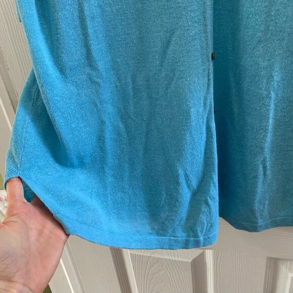 J. Jill Vibrant Blue Button Front Linen Blend Button Front Top Medium - Picture 2 of 6